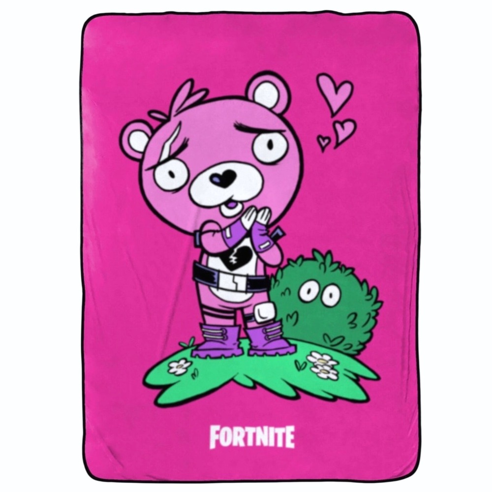 Fortnite Cuddle Team Leader Pink Plush Throw Blanket Gamer Fleece Official
